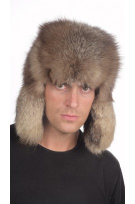 Russian style - Crystal fox fur hat for men